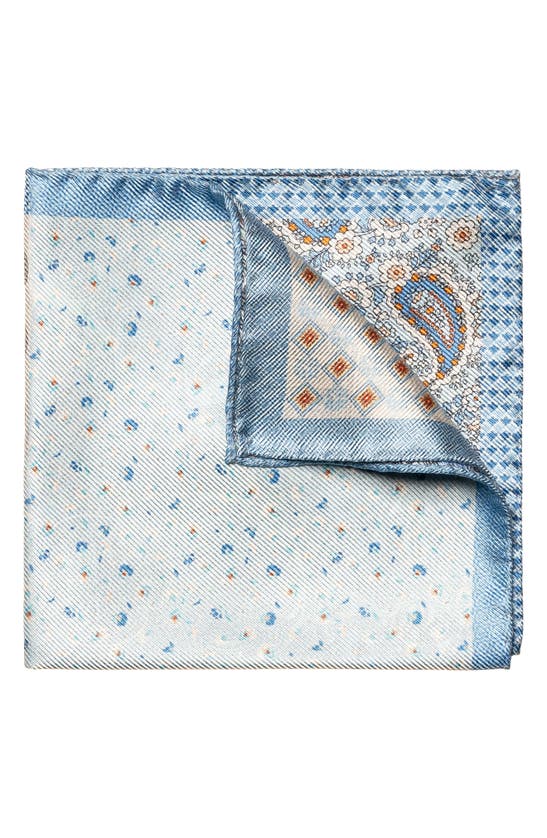 Shop Eton Four-in-one Paisley Silk Pocket Square In Lt/ Pastel Blue