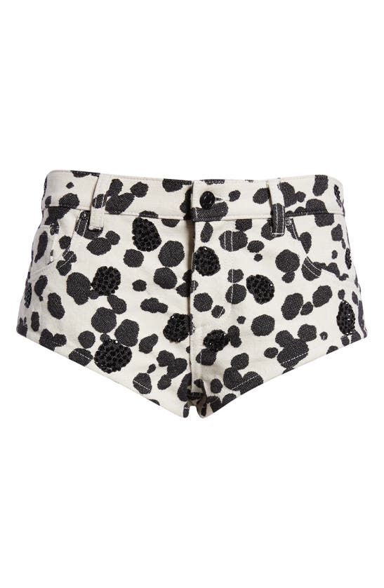 Shop Area Dalmatian Denim Hot Shorts In Black/ Off White