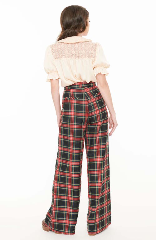 Smak Parlour 1960s Wide Leg Pants In Black & Red Plaid