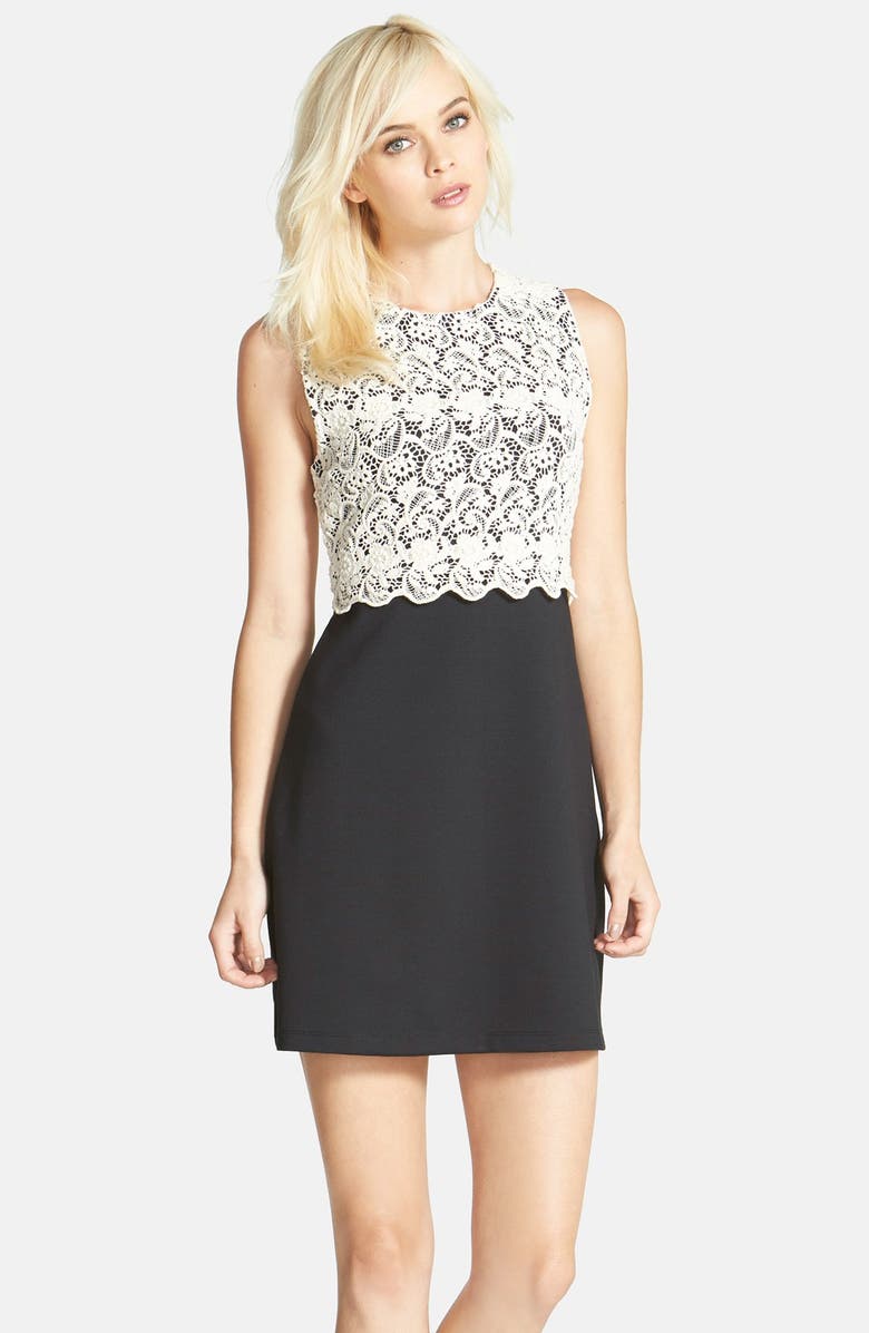 Black Swan 'North' Lace Overlay Ponte Sheath Dress Nordstrom