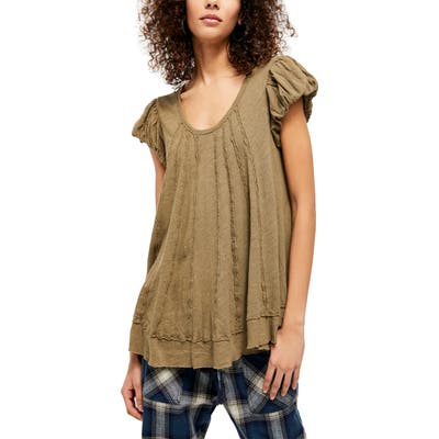Free People New Star Distressed Stripe Top, Green