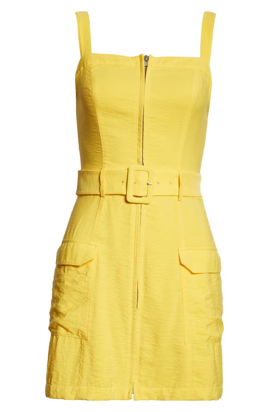 Shop Ramy Brook Georgia Belted Cargo Minidress In Bright Lemon