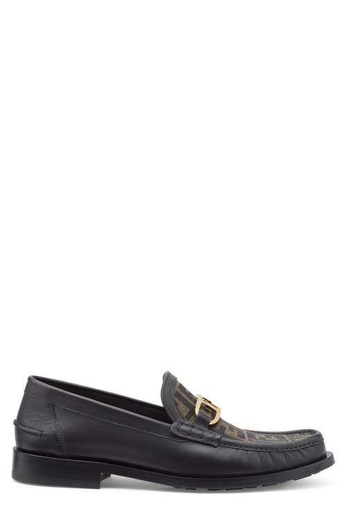 Shop Fendi O'lock Ff Jacquard Vamp Loafer In Black/brown