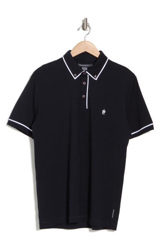 Shop French Connection Piped Cotton Polo In Dark Blue
