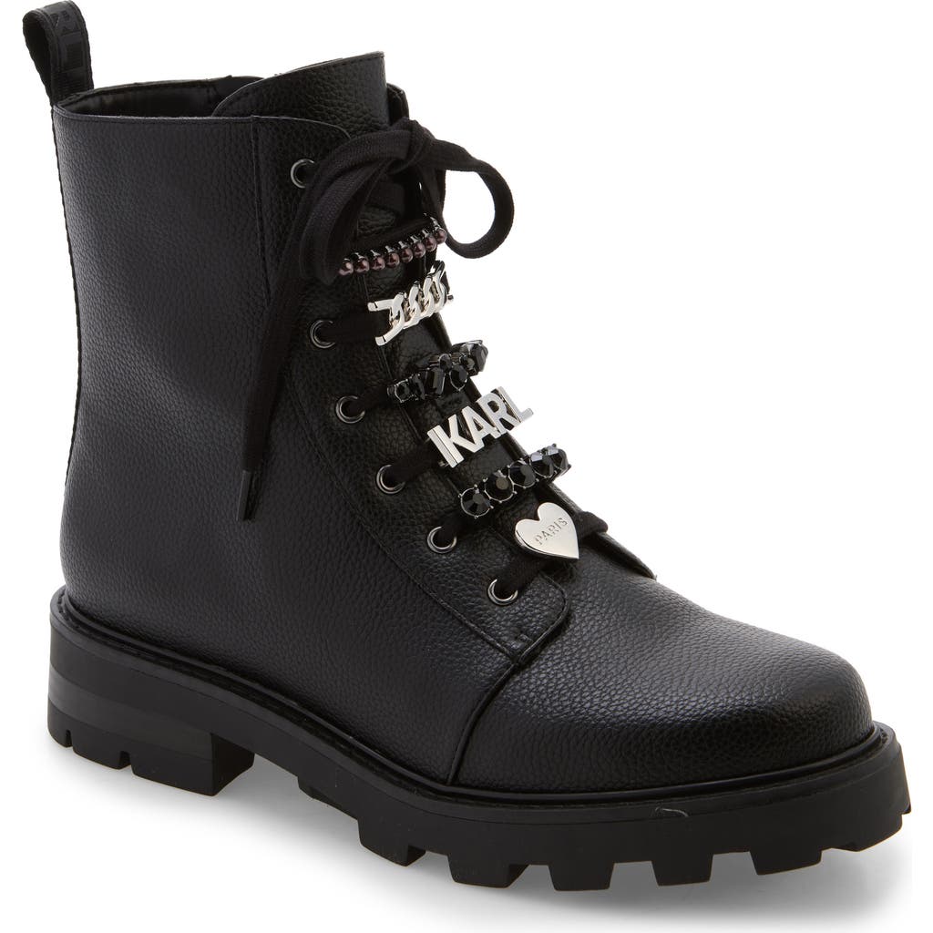Karl Lagerfeld Paris Mela Combat Boot In Black