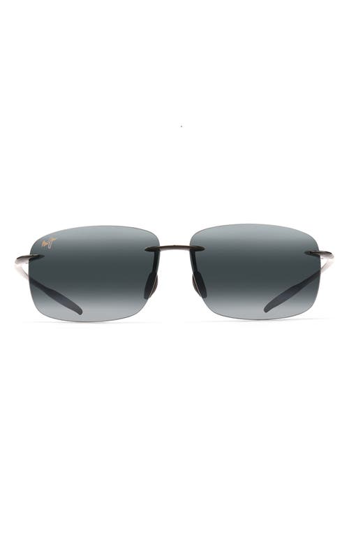 Maui Jim Breakwall 63mm Polarized Rectangle Sunglasses in Black Gloss at Nordstrom