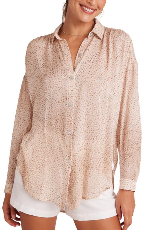 Oversize Sheer Button-Up Top in Salvador Sand Print