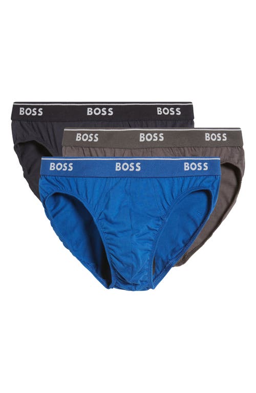 Hugo Boss Boss 3-pack Assorted Classic Cotton Briefs In Open Blue