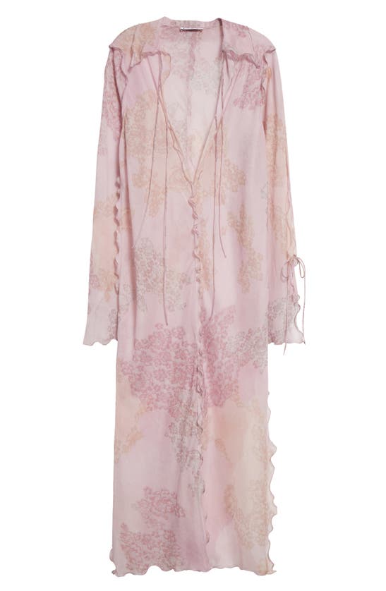 Shop Acne Studios Midsummer Floral Semisheer Ruffle Cotton & Silk Caftan In Pink