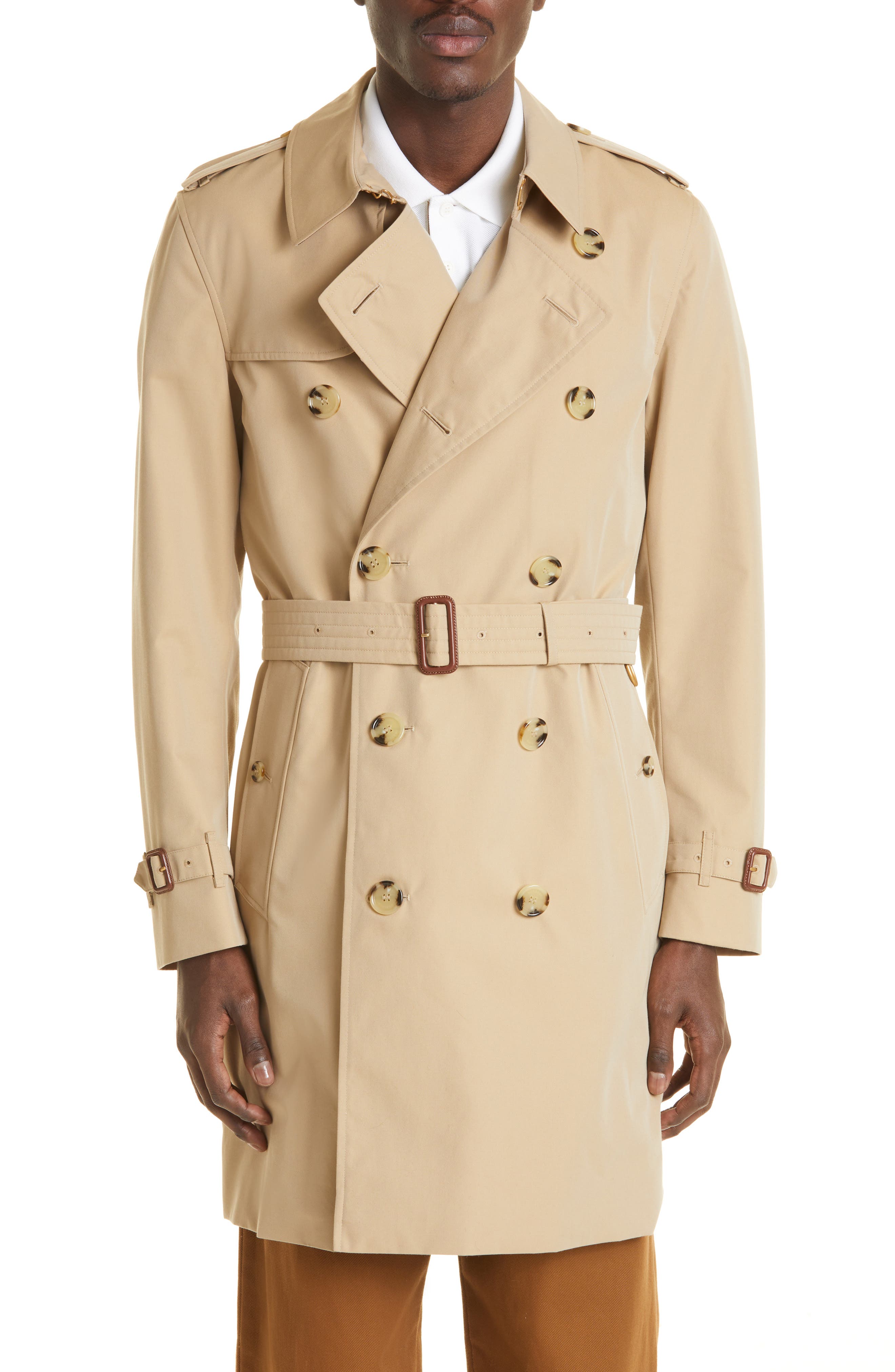 Natural Burberry Kensington Cotton-gabardine Trench Coat in Beige for Men Mens Clothing Coats Raincoats and trench coats 