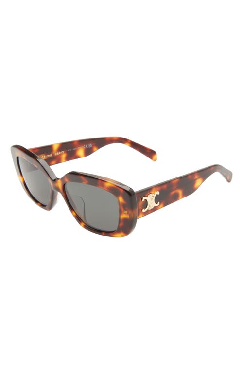 Shop Celine Triomphe 55mm Rectangular Sunglasses In Blonde Havana/smoke