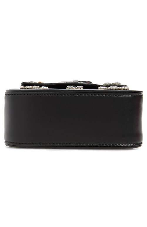 Shop Versace Mini La Medusa Crystal Embellished Leather Top Handle Bag In Black-palladium