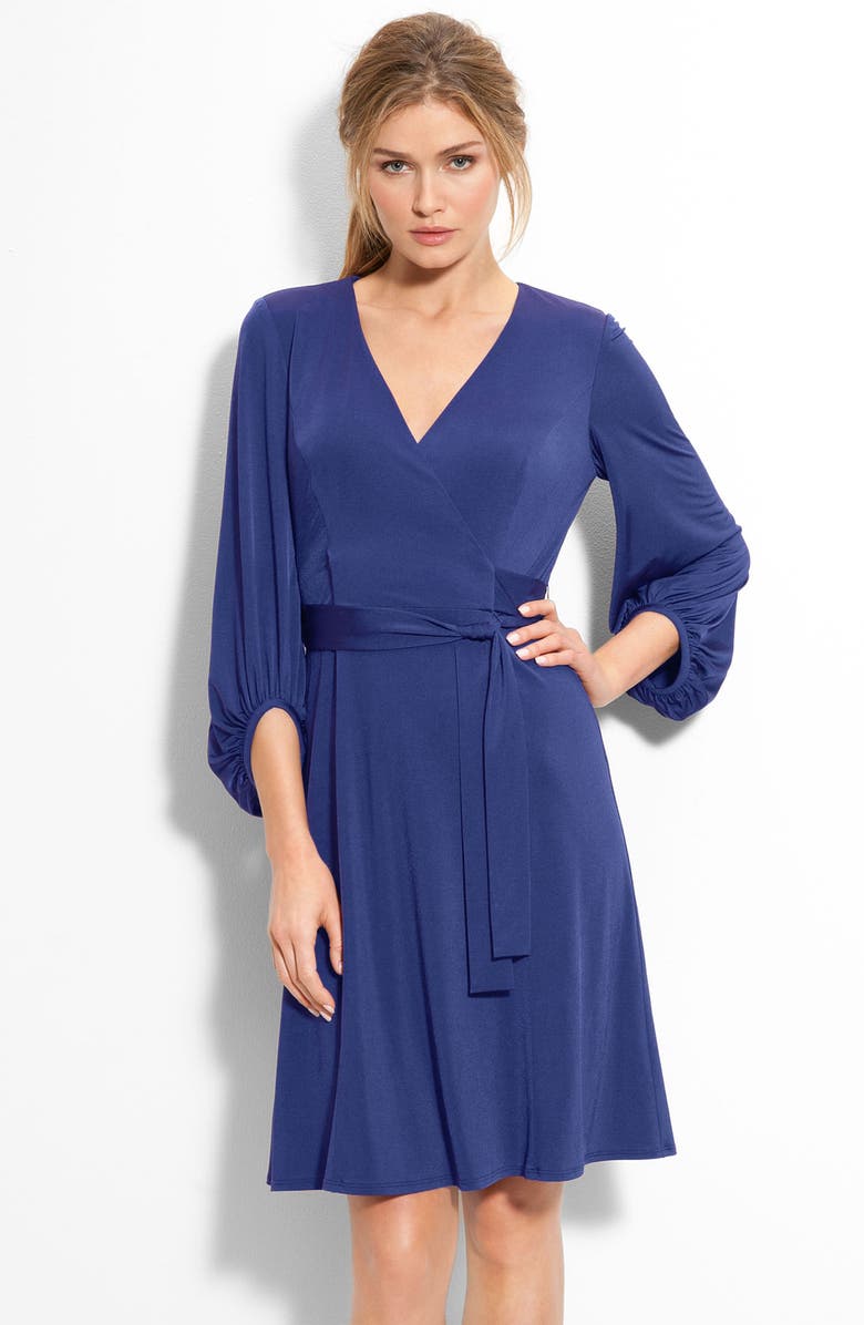 Donna Ricco Bloused Sleeve Faux Wrap Dress (Petite) | Nordstrom