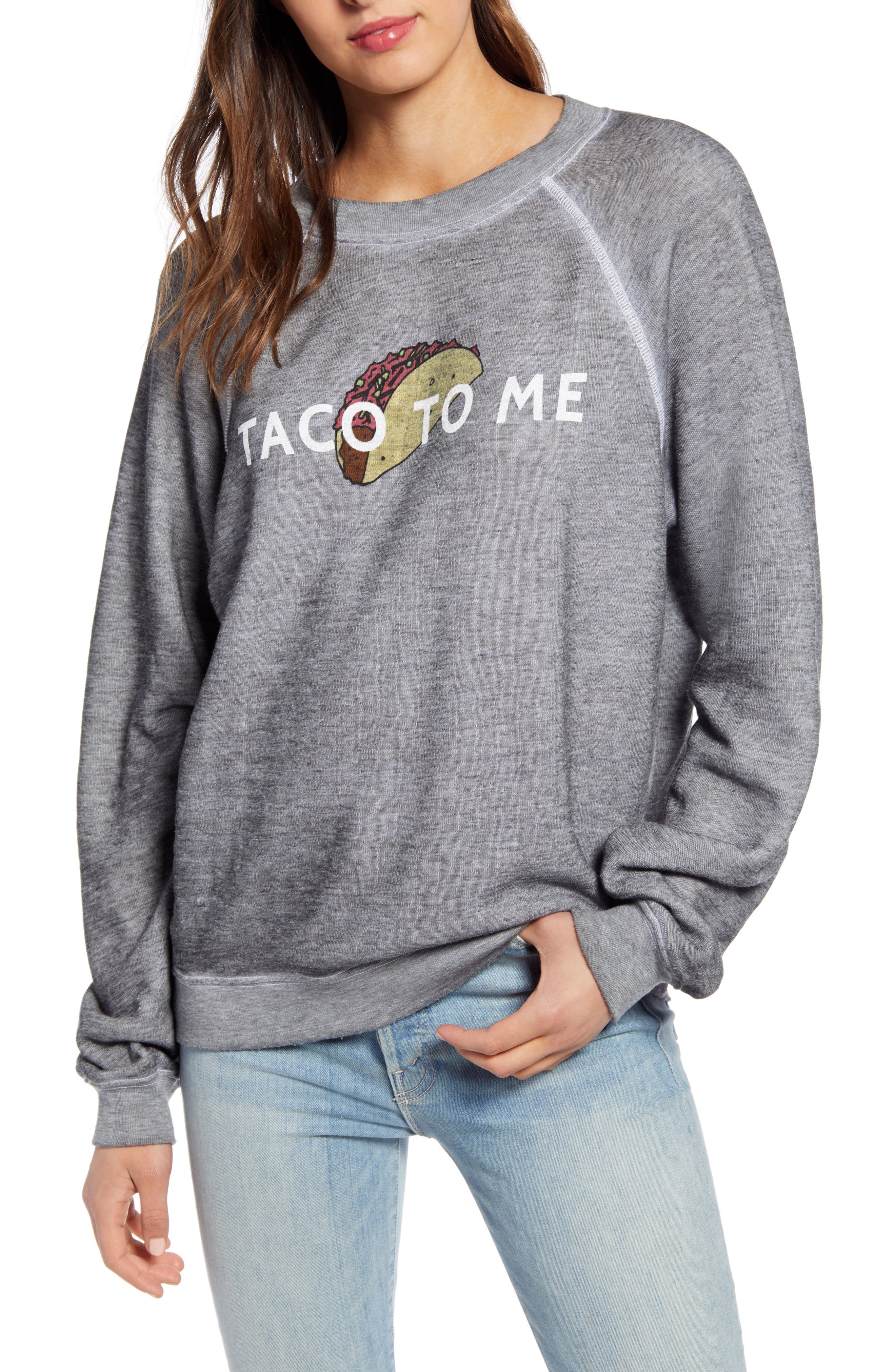 Wildfox Taco To Me Sommers Sweatshirt, Grey
