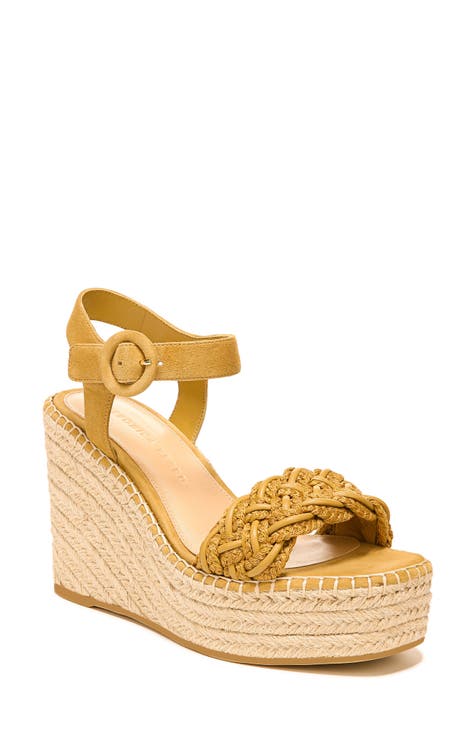 beige leather wedge sandals