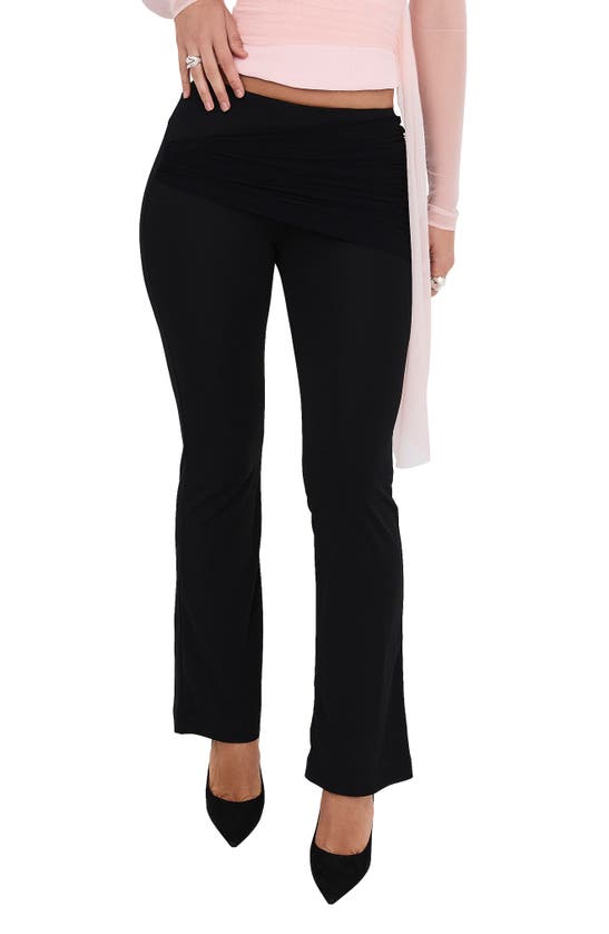 Shop Mistress Rocks Drape Panel Flare Pants In Black