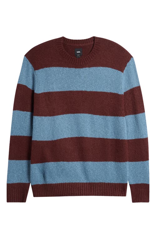 Shop Vans Darby Stripe Crewneck Sweater In Bitter Chocolate/bluestone