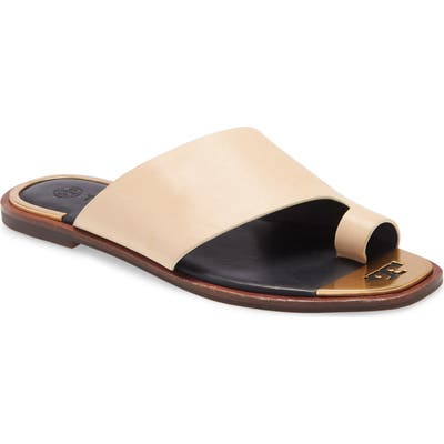 Tory Burch Selby Toe Ring Slide Sandal- Beige