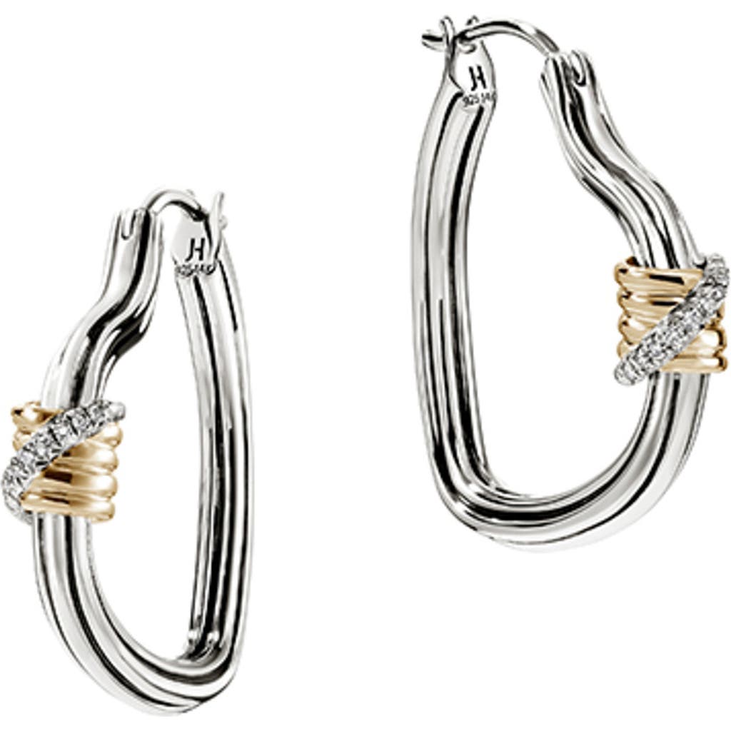 John Hardy Bamboo Collection Heart Hoop Earrings In Silver And Gold
