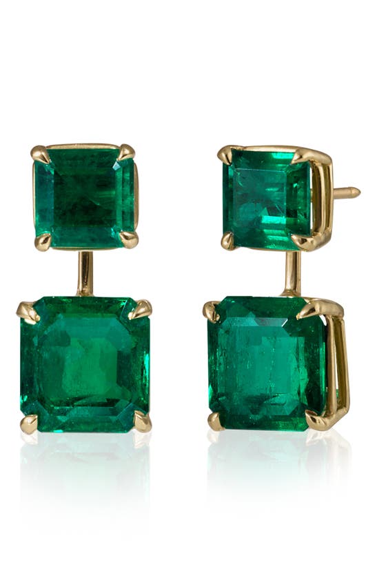 Shop Mindi Mond Colombian Emerald Drop Earrings In 18kyg