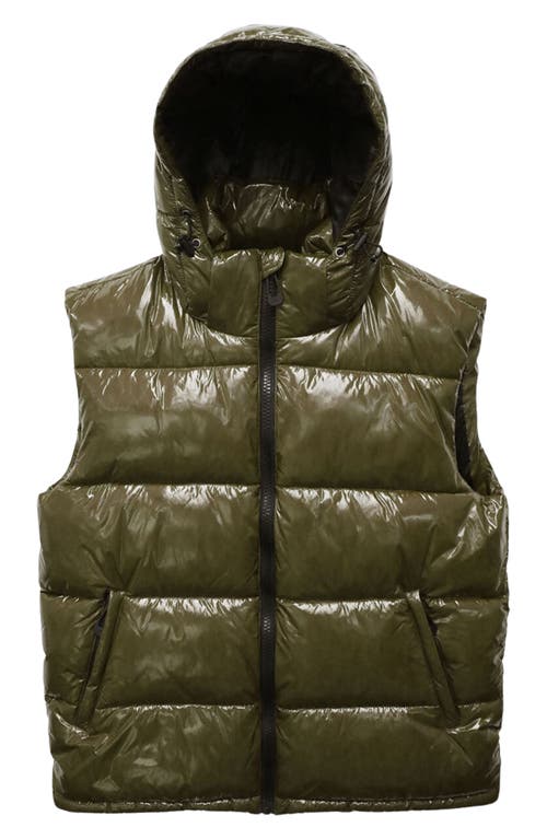 Noize Ledger Hooded Puffer Vest In Olive