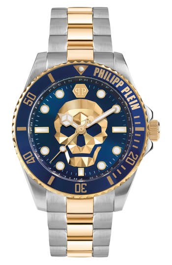 Philipp Plein The $kull Diver Watch, 44mm In Yellow Gold/stainless