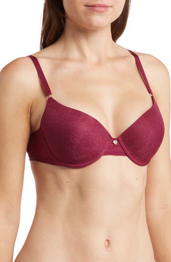 Women's Bra Full Coverage Jacquard Non Padded Lace Sheer Underwire Plus  Size Bra (Color : Vermilion, Size : 42D) at  Women's Clothing store