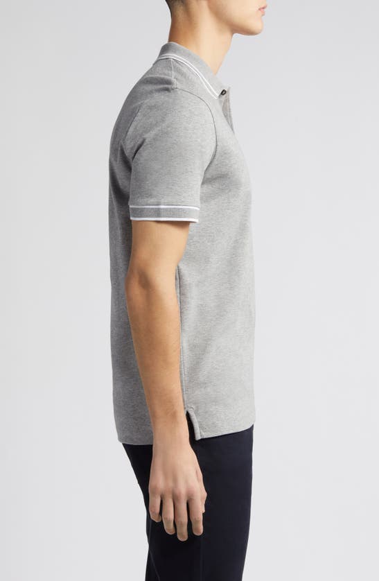 Shop Hugo Boss Boss Parlay Tipped Cotton Polo In Silver