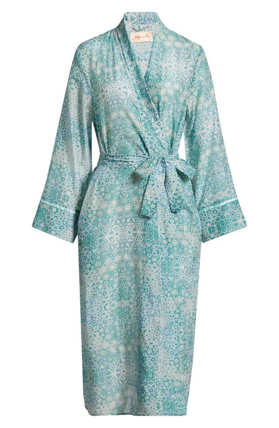 Shop Papinelle Amira Cotton & Silk Robe In Crystal Blue