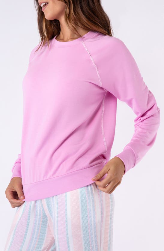 Shop Pj Salvage Baja Babe Fleece Sweatshirt In Pink Candy
