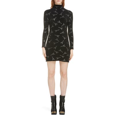 Balenciaga Embellished Eiffel Tower Body-Con Sweater Dress