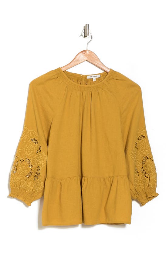 MADEWELL MAGGIE EMBROIDERED LINEN BLEND TOP