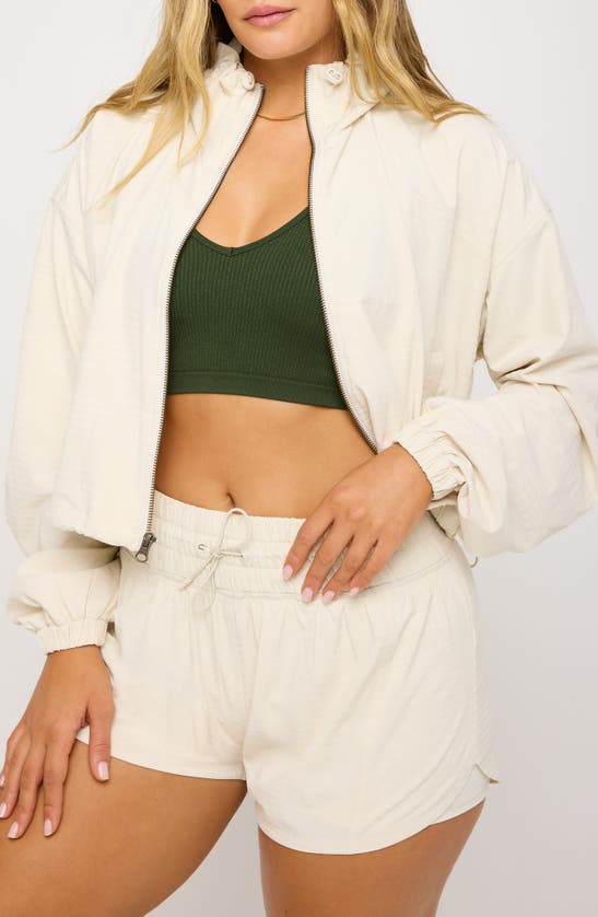 Shop Spiritual Gangster Elana Crop Zip Woven Active Jacket In Birch