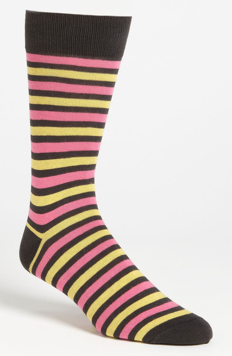 LORENZO UOMO Stripe Socks, Main, color, CHARCOAL