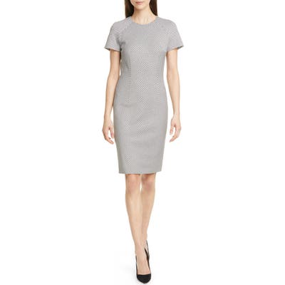 Boss Dimba Diamond Grid Sheath Dress, Ivory