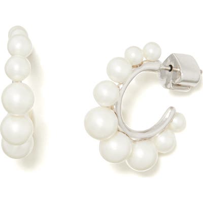 Kate Spade New York Modern Imitation Pearl Huggie Hoop Earrings