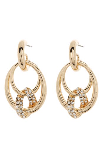 Shop Anne Klein Caramel Double Hoop Earrings In Gold/cry