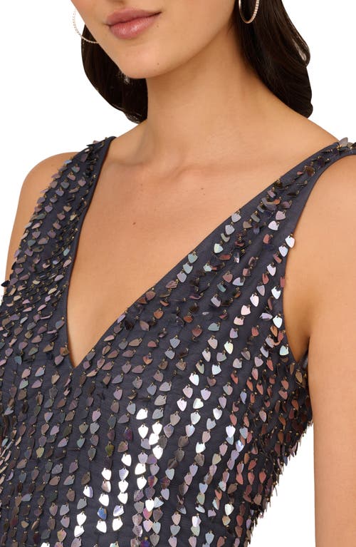 Liv Foster Beaded Cocktail Minidress In Gunmetal