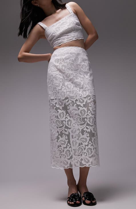 Premium Lace Detail Midi Skirt