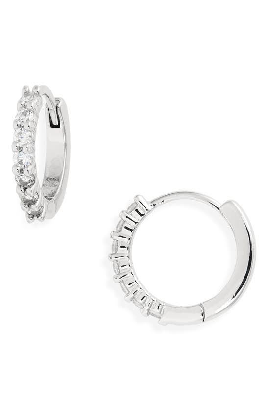 Nordstrom Crystal Huggie Hoop Earrings In Clear- Silver
