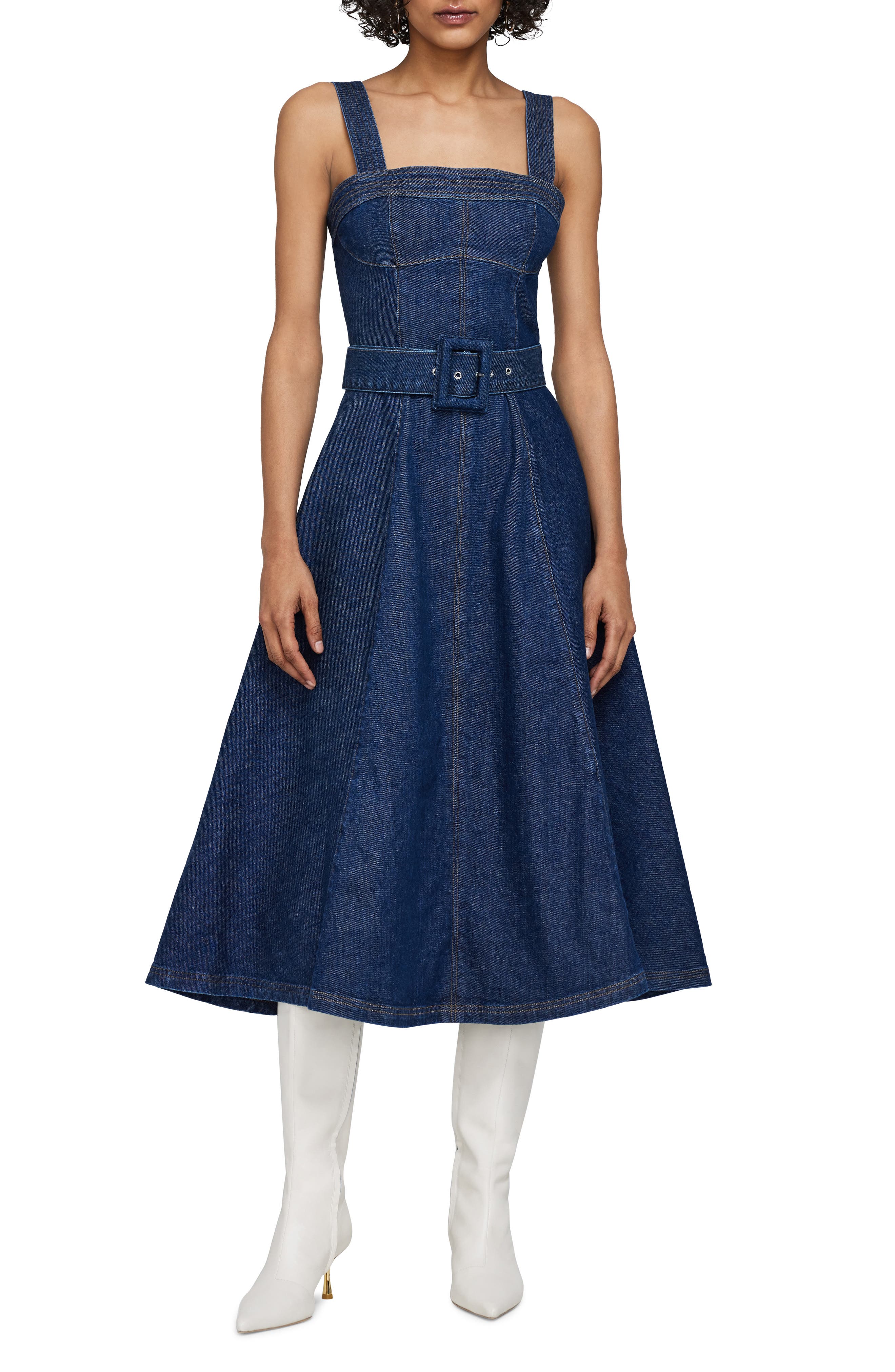 Simkhai Cici belted-waist denim dress - Blue