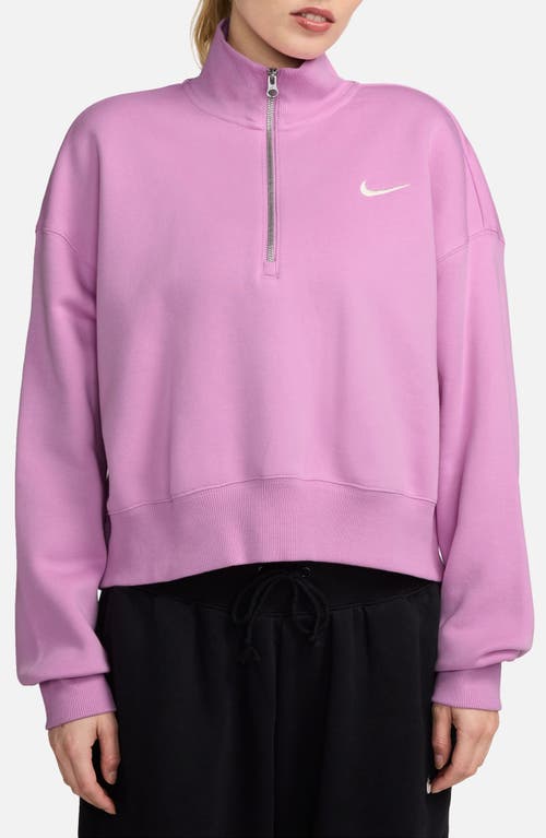 Shop Nike Sportswear Phoenix Fleece Crop Sweatshirt In Beyond Pink/sail