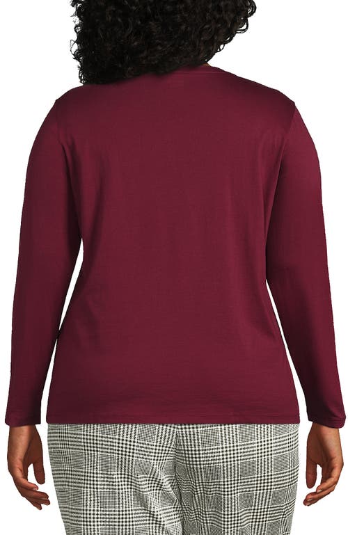 Shop Lands' End Plus Size Relaxed Supima Cotton Long Sleeve V-neck T-shirt In Rich Burgundy