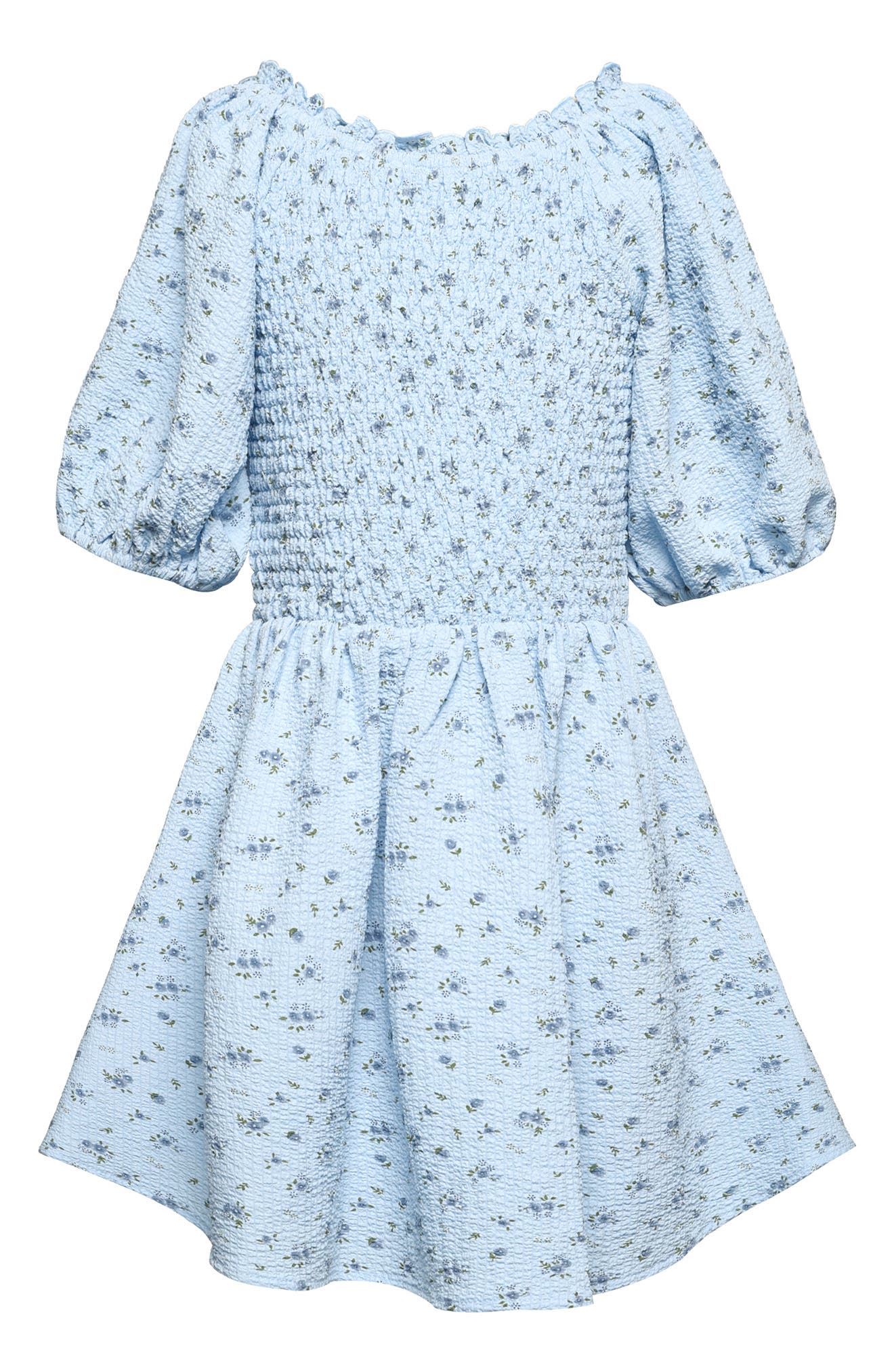 Nordstrom Clothing Dresses Puff Sleeve Dress Kids Puff Sleeve French Terry Dress in Grey Heather at Nordstrom 