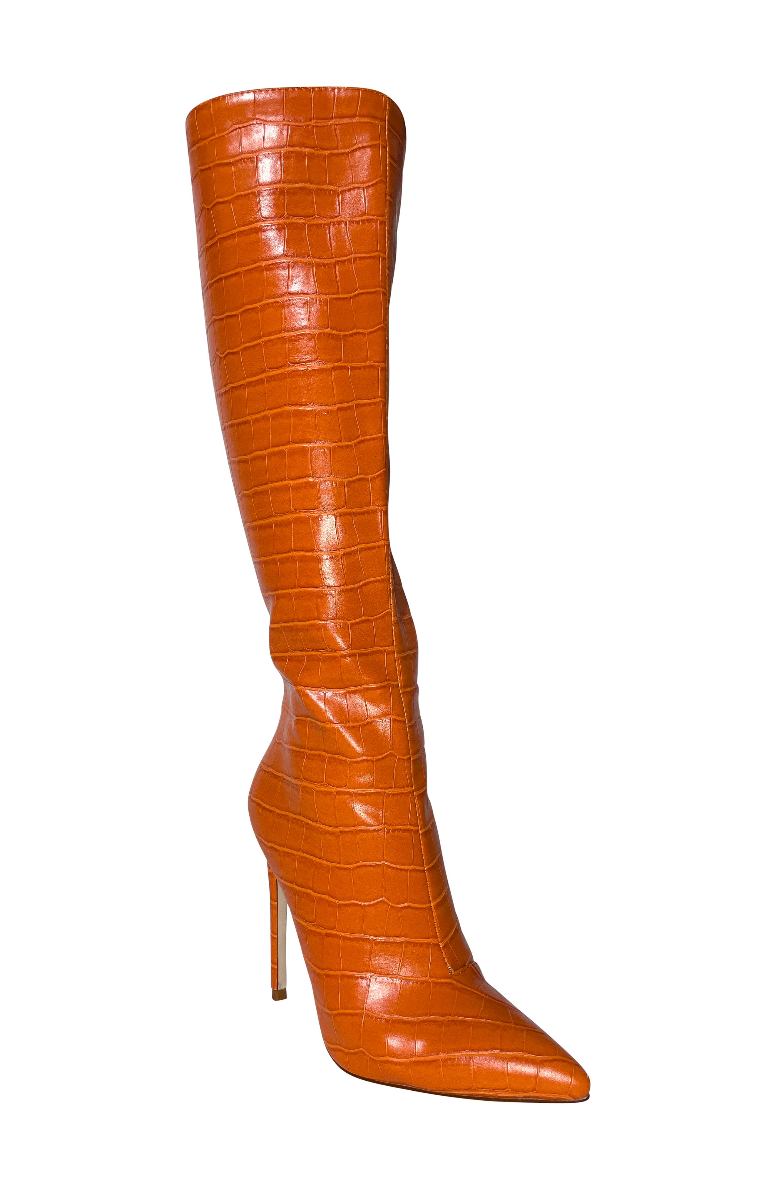 orange leather booties