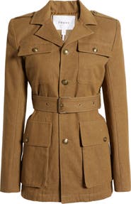 FRAME Belted Cotton Safari Jacket | Nordstrom