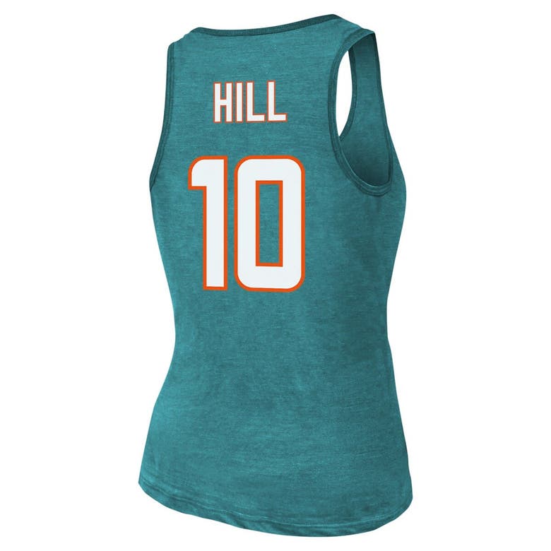 Shop Majestic Threads Tyreek Hill Aqua Miami Dolphins Name & Number Tri-blend Tank Top