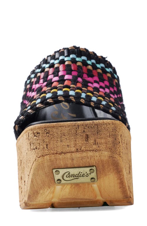 Candies Candie's Nelya Platform Wedge Sandal In Black Raffia