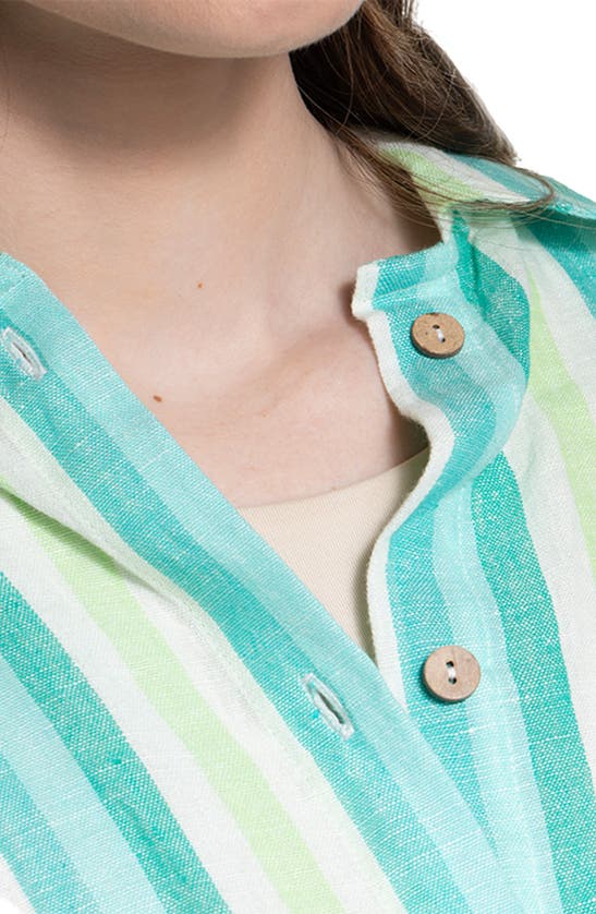 Saachi Oversize Stripe Cotton Button-up Shirt In Green