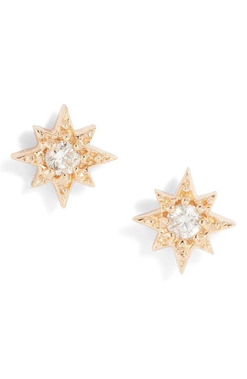 Anzie Petite Diamond North Star Stud Earrings In Gold